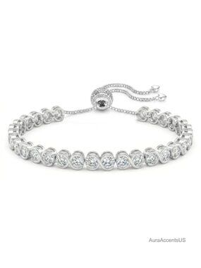 11.11ct Moissanite Tennis Bracelet 925 Sterling Silver Plated White Gold